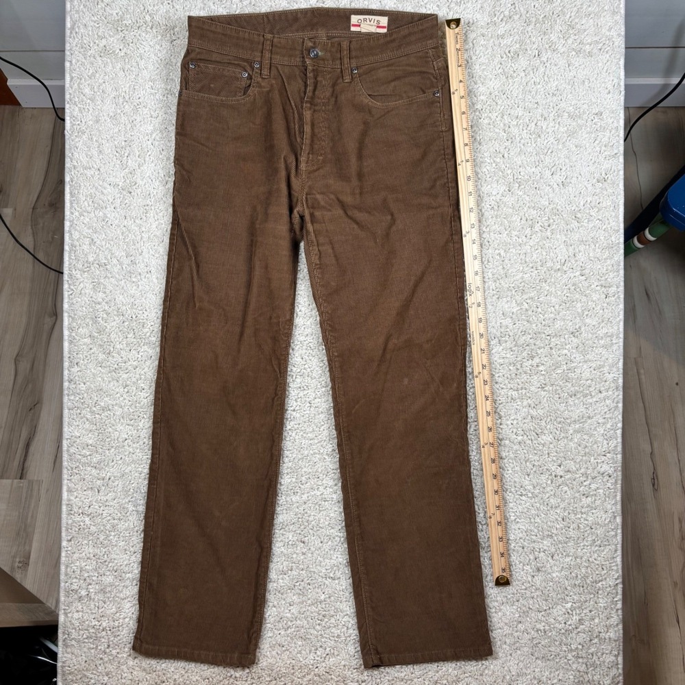 Orvis Mens Five Pocket Corduroy Pants‎ Brown Stretch Straight Leg 32x30